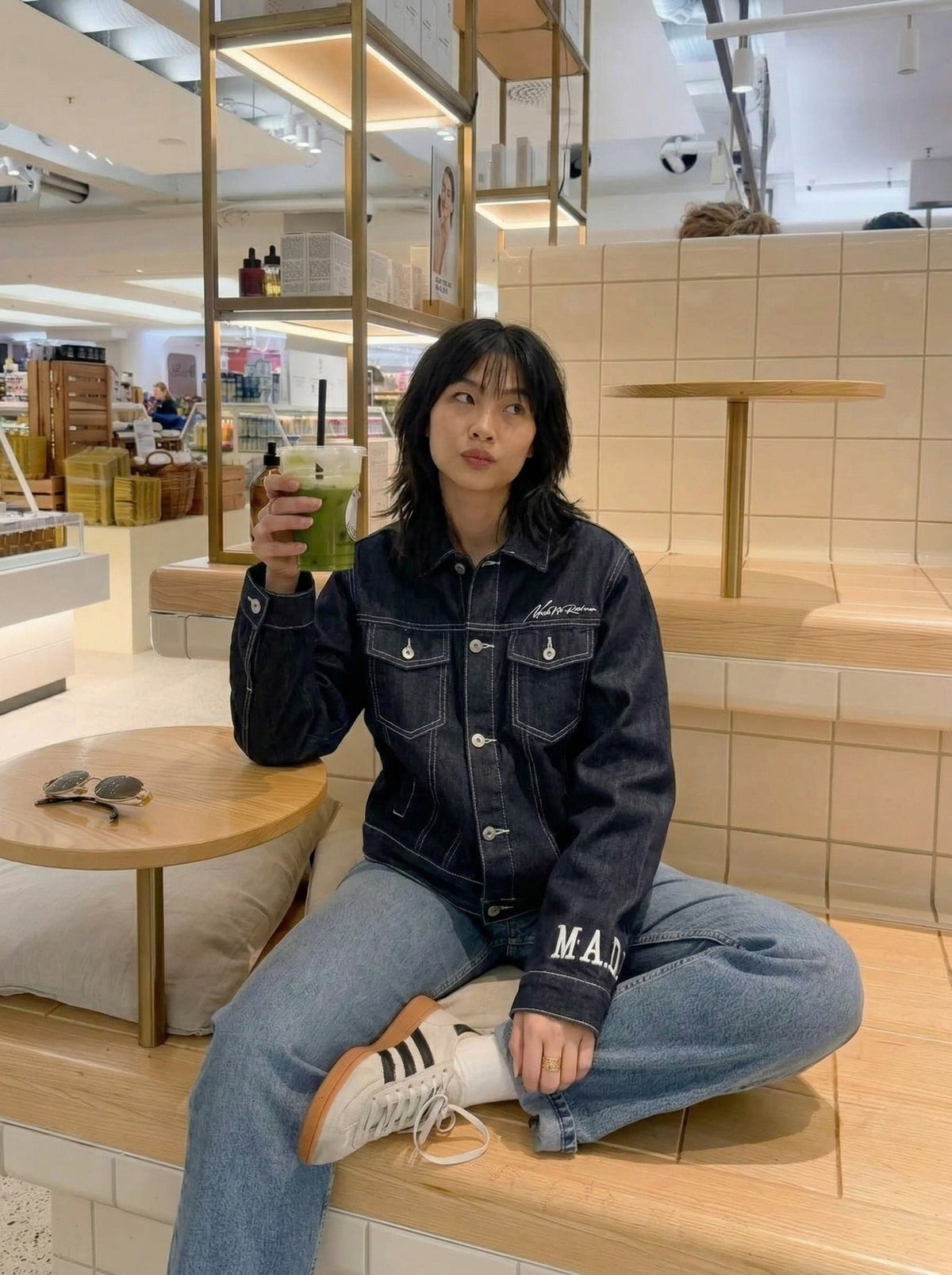 Oversized Denim Jacket with Bold Embroidery