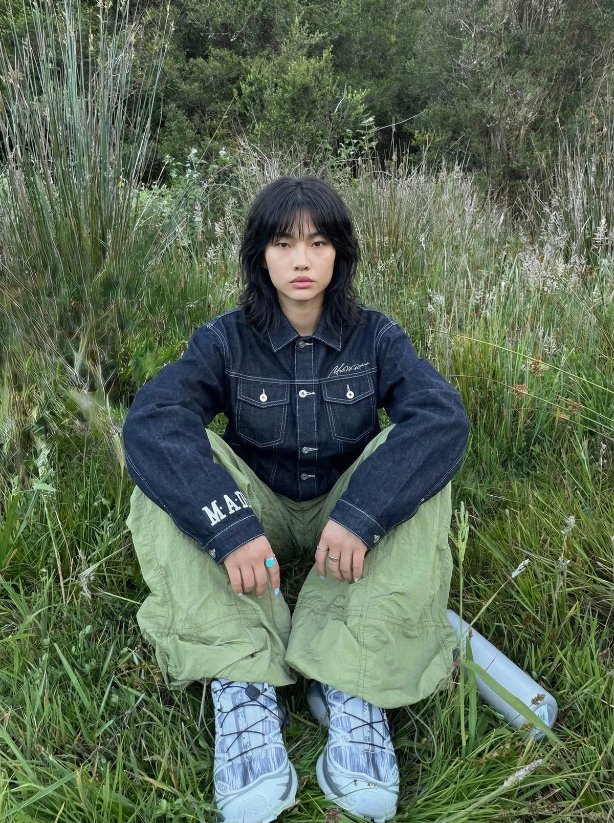 Oversized Denim Jacket with Bold Embroidery