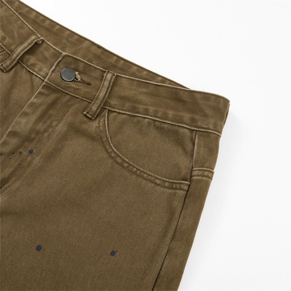 Paint-Splatter Flared Jeans with Star Studs