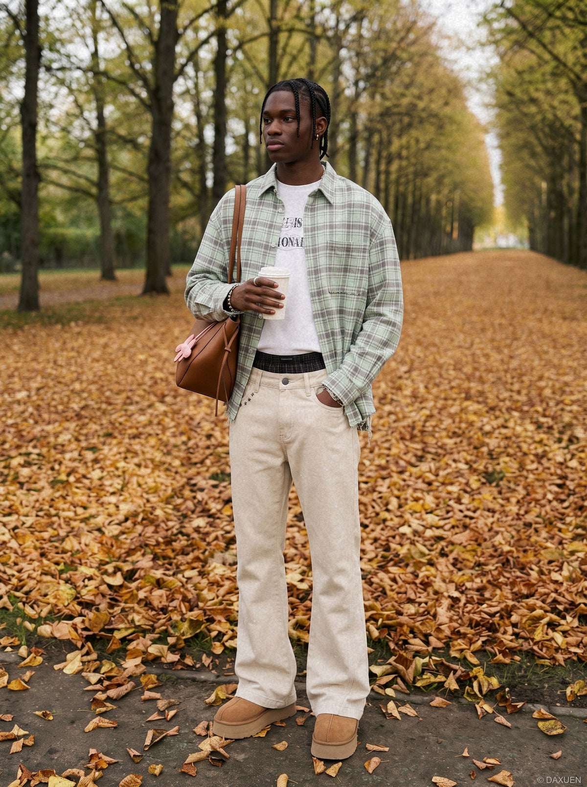 Paint-Splatter Flared Jeans with Star Studs
