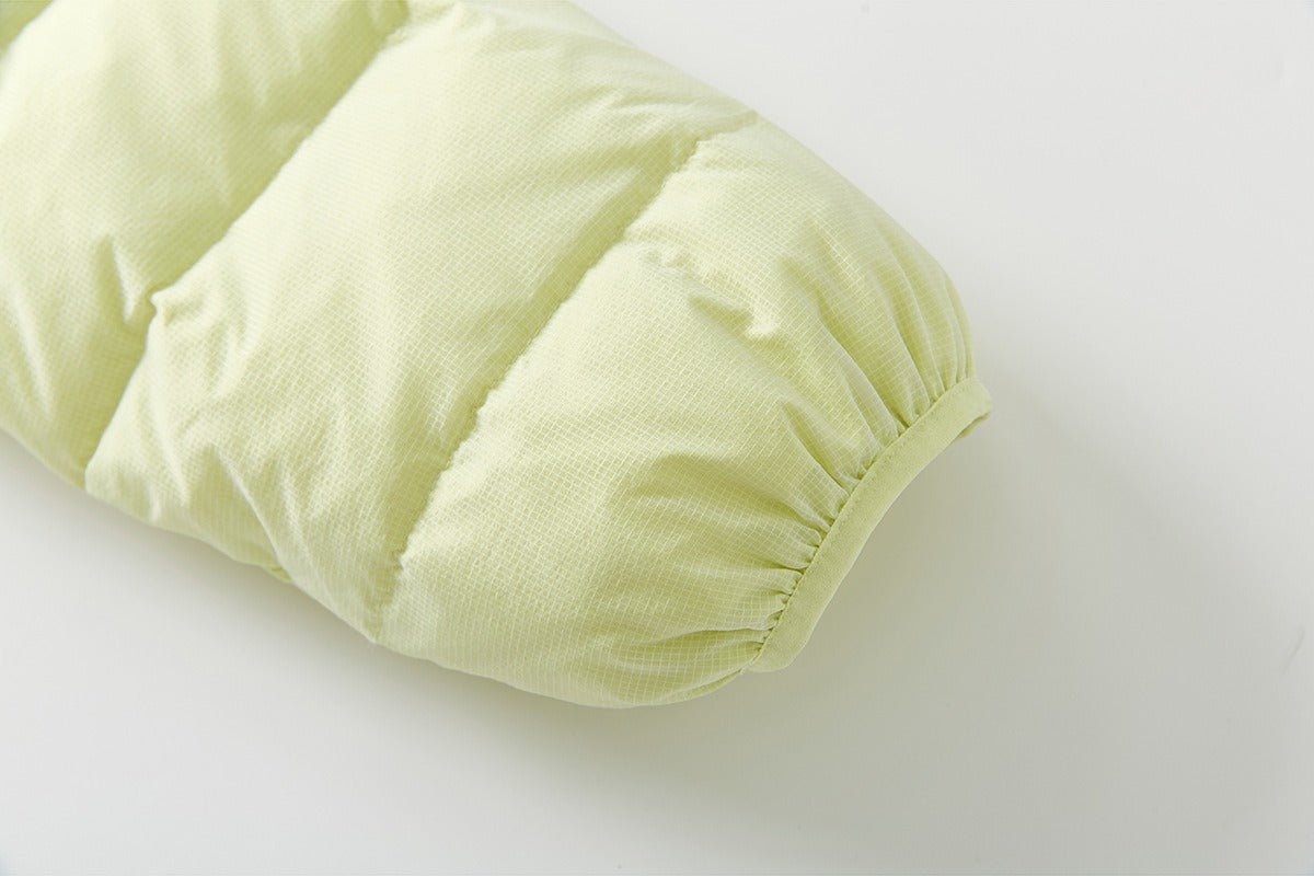 Pale Yellow Quilted Down Hooded Jacket