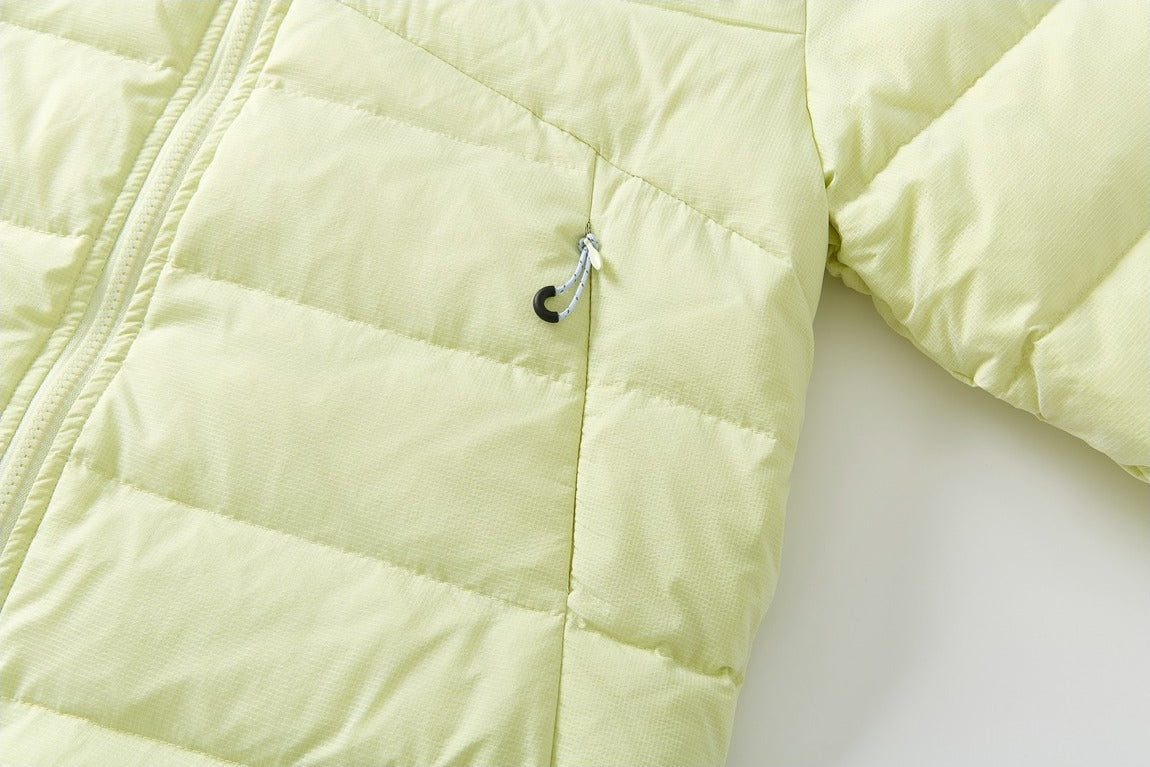 Pale Yellow Quilted Down Hooded Jacket