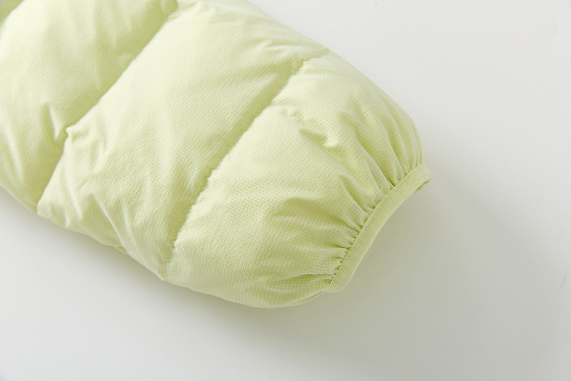 Pale Yellow Quilted Down Hooded Jacket