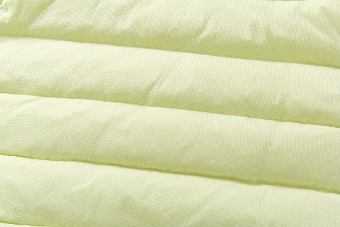 Pale Yellow Quilted Down Hooded Jacket