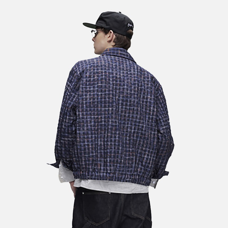 DAXUEN pink and blue plaid bomber jacket