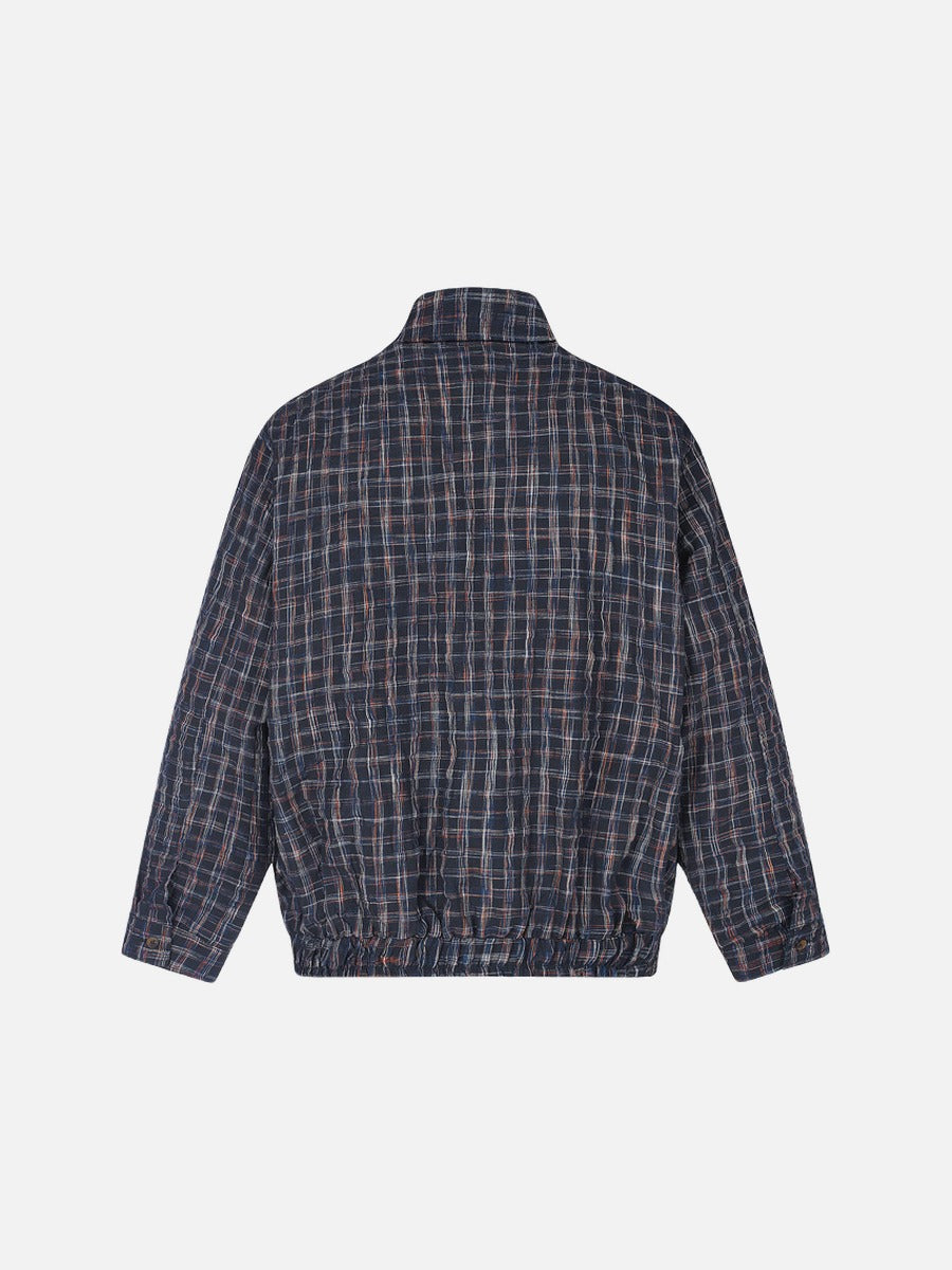 DAXUEN pink and blue plaid bomber jacket