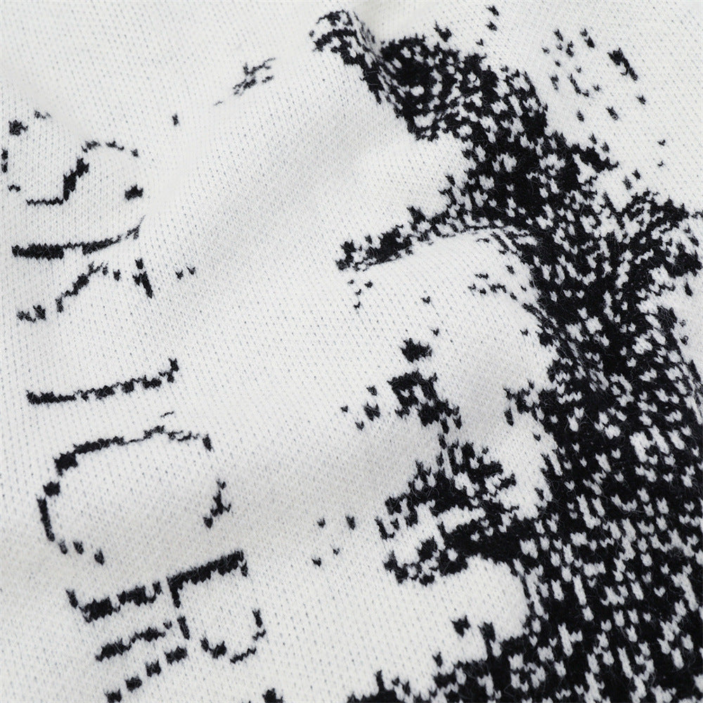 Pixelated Abstract Graphic Knit Sweater