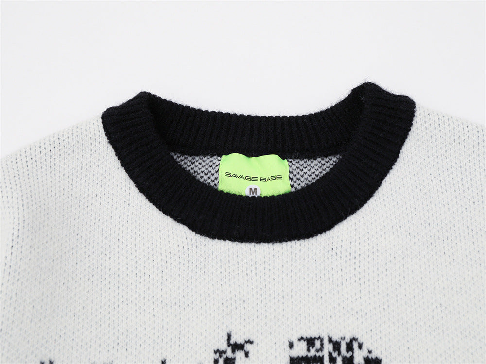 Pixelated Abstract Graphic Knit Sweater