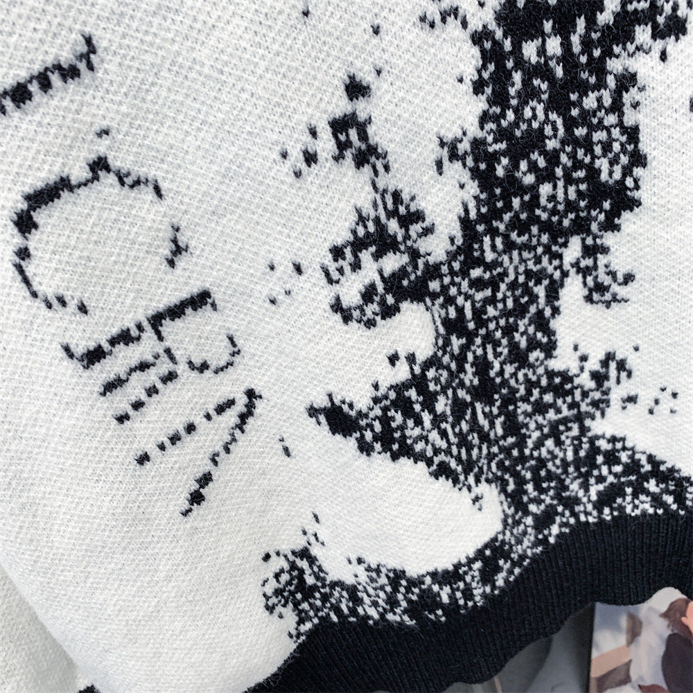 Pixelated Abstract Graphic Knit Sweater