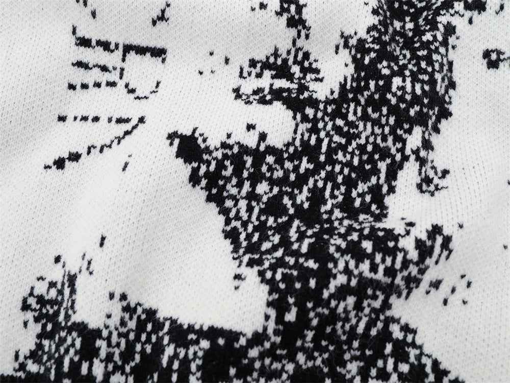 Pixelated Abstract Graphic Knit Sweater