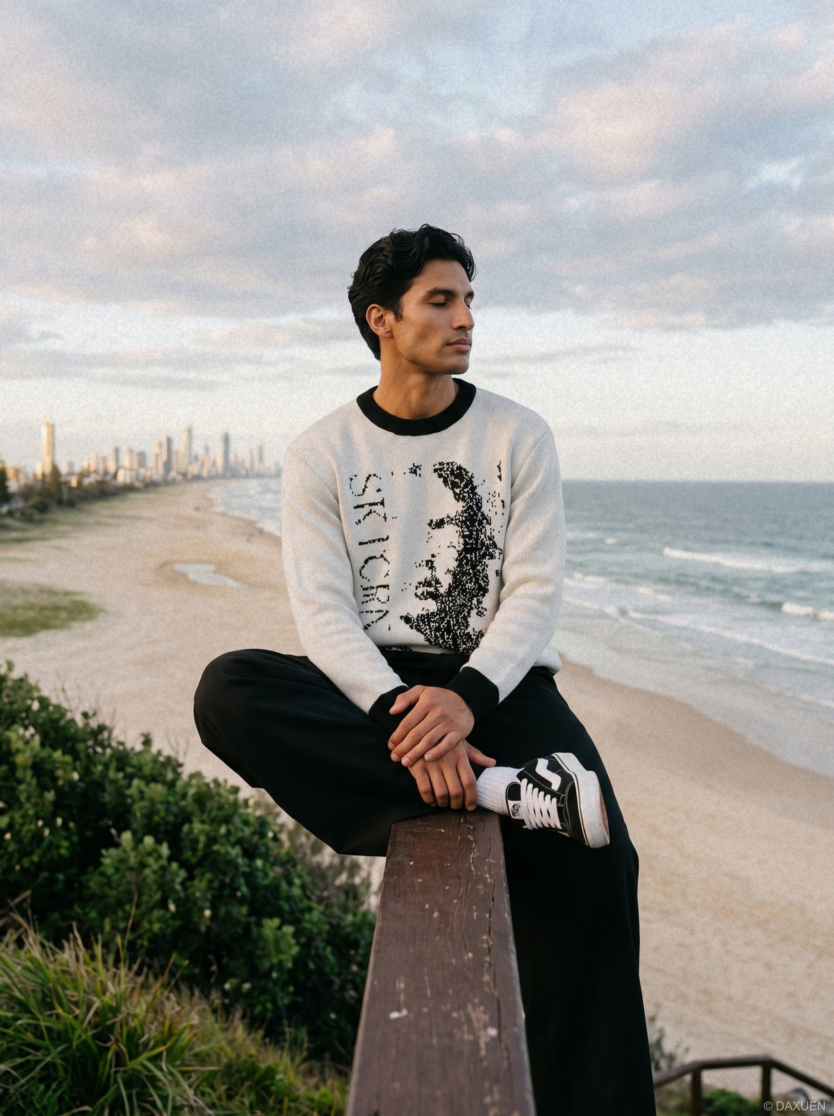 Pixelated Abstract Graphic Knit Sweater