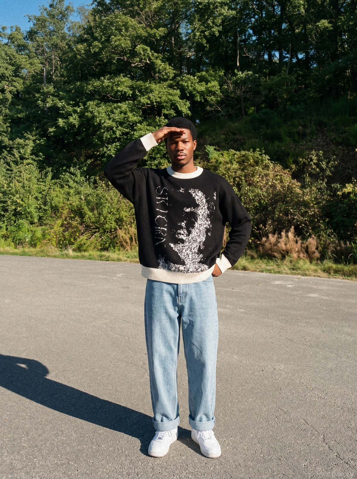 Pixelated Abstract Graphic Knit Sweater