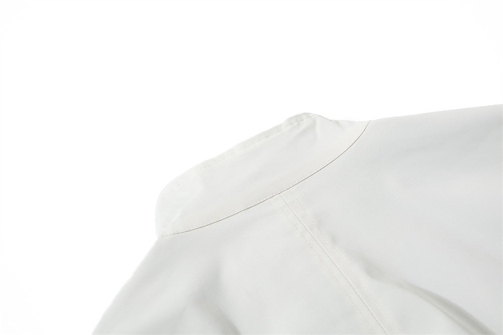 Plaid-Lined Cream Relaxed Bomber Jacket