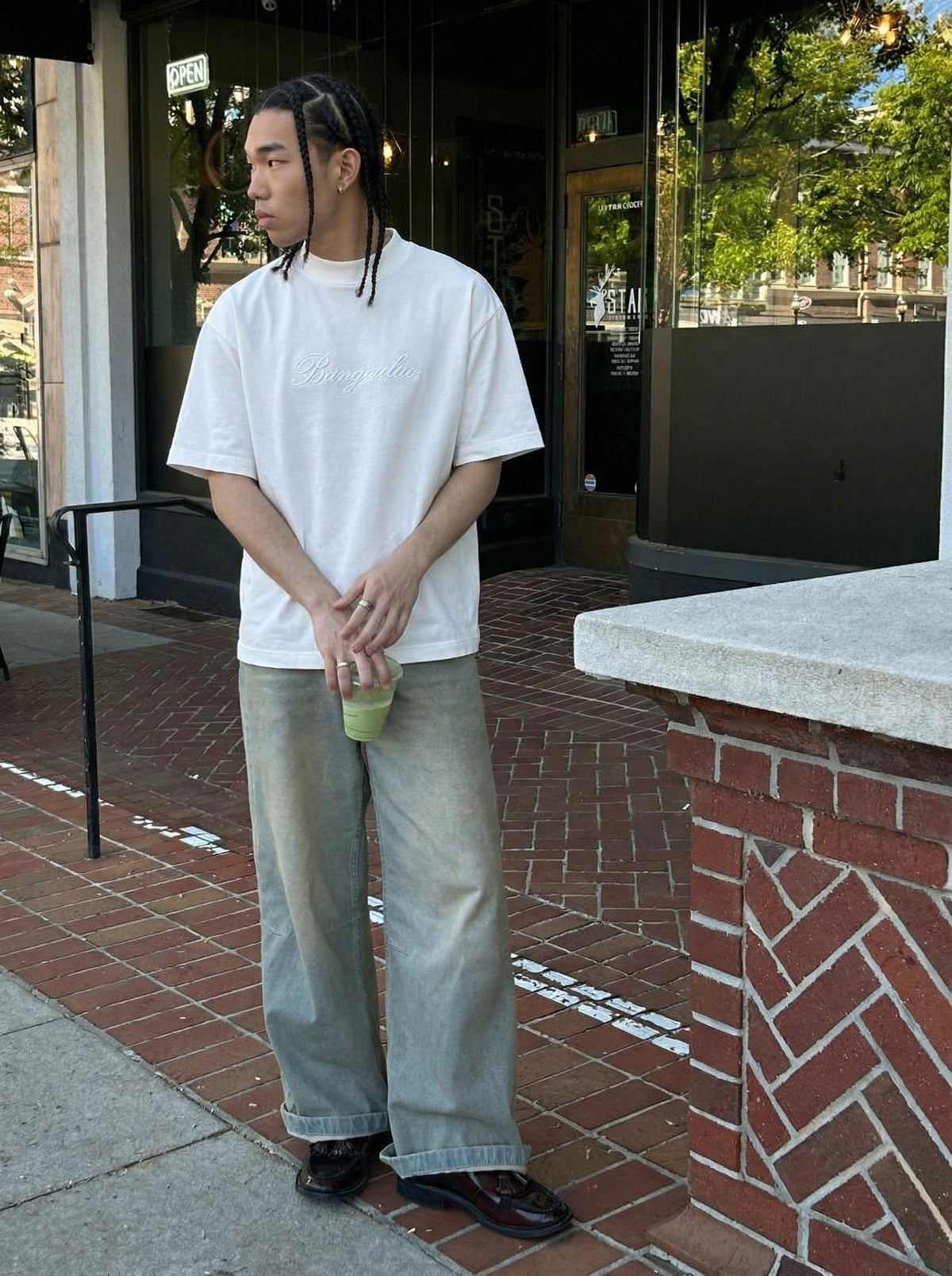 Plaid Script Oversized T-Shirt