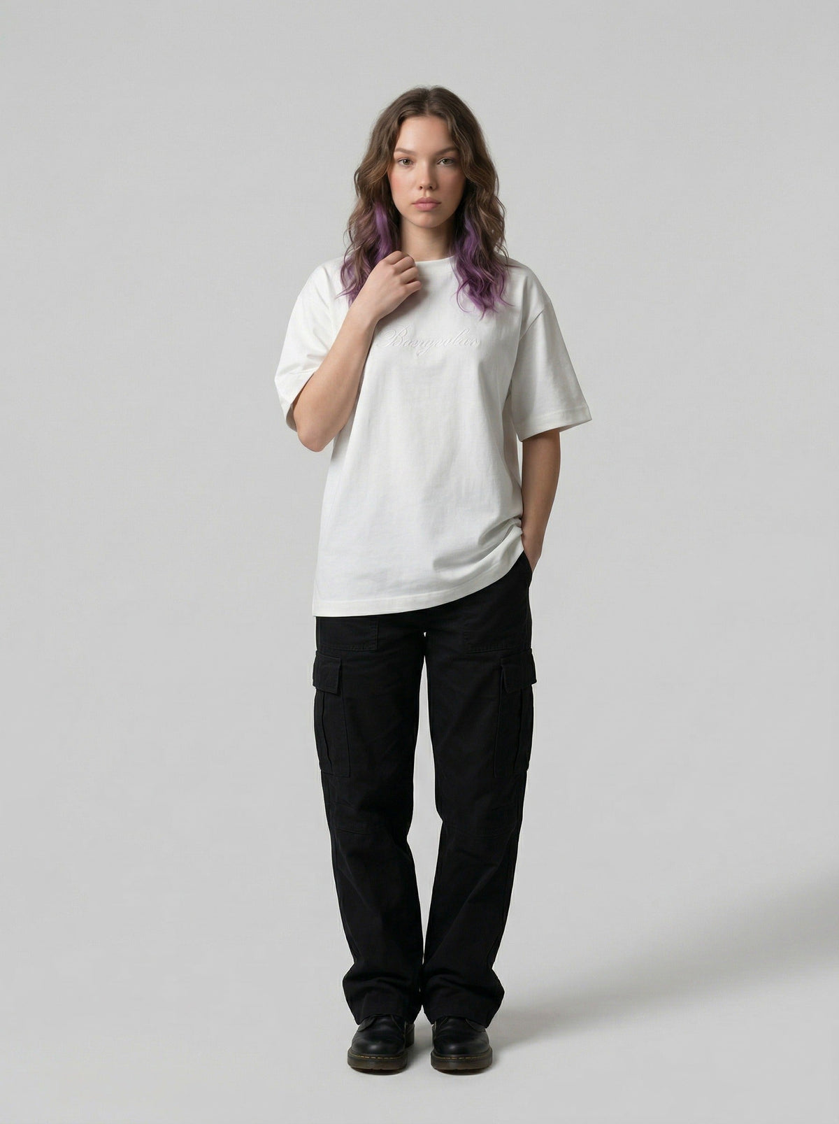 Plaid Script Oversized T-Shirt