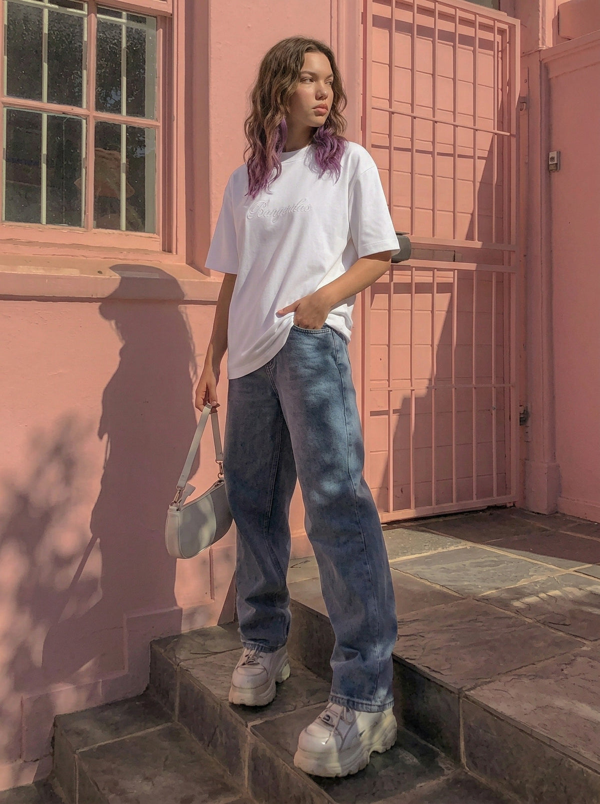 Plaid Script Oversized T-Shirt