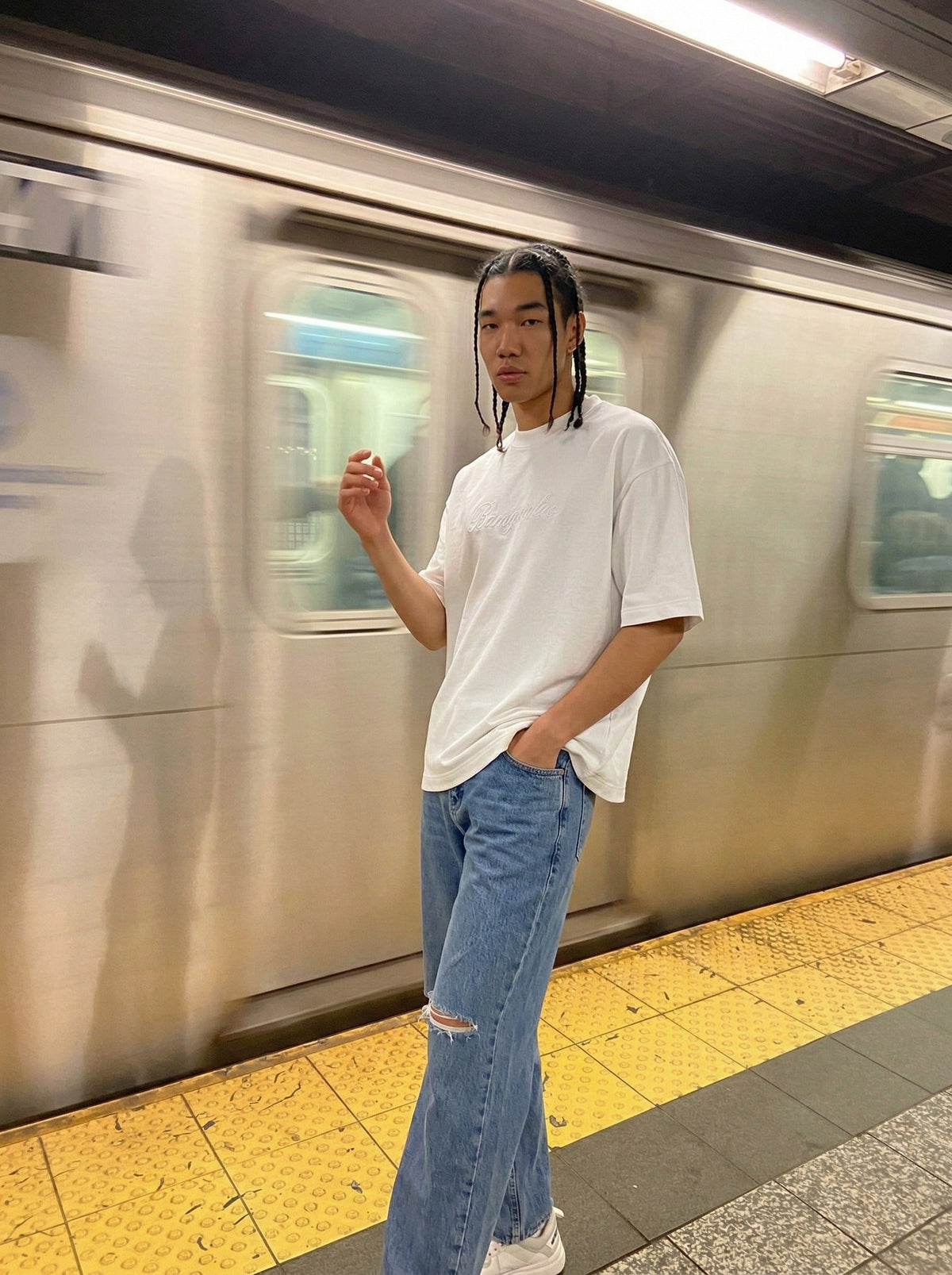 Plaid Script Oversized T-Shirt