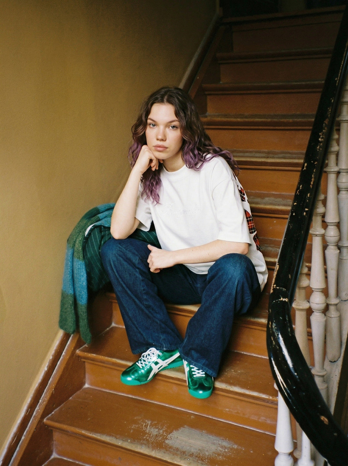 Plaid Script Oversized T-Shirt