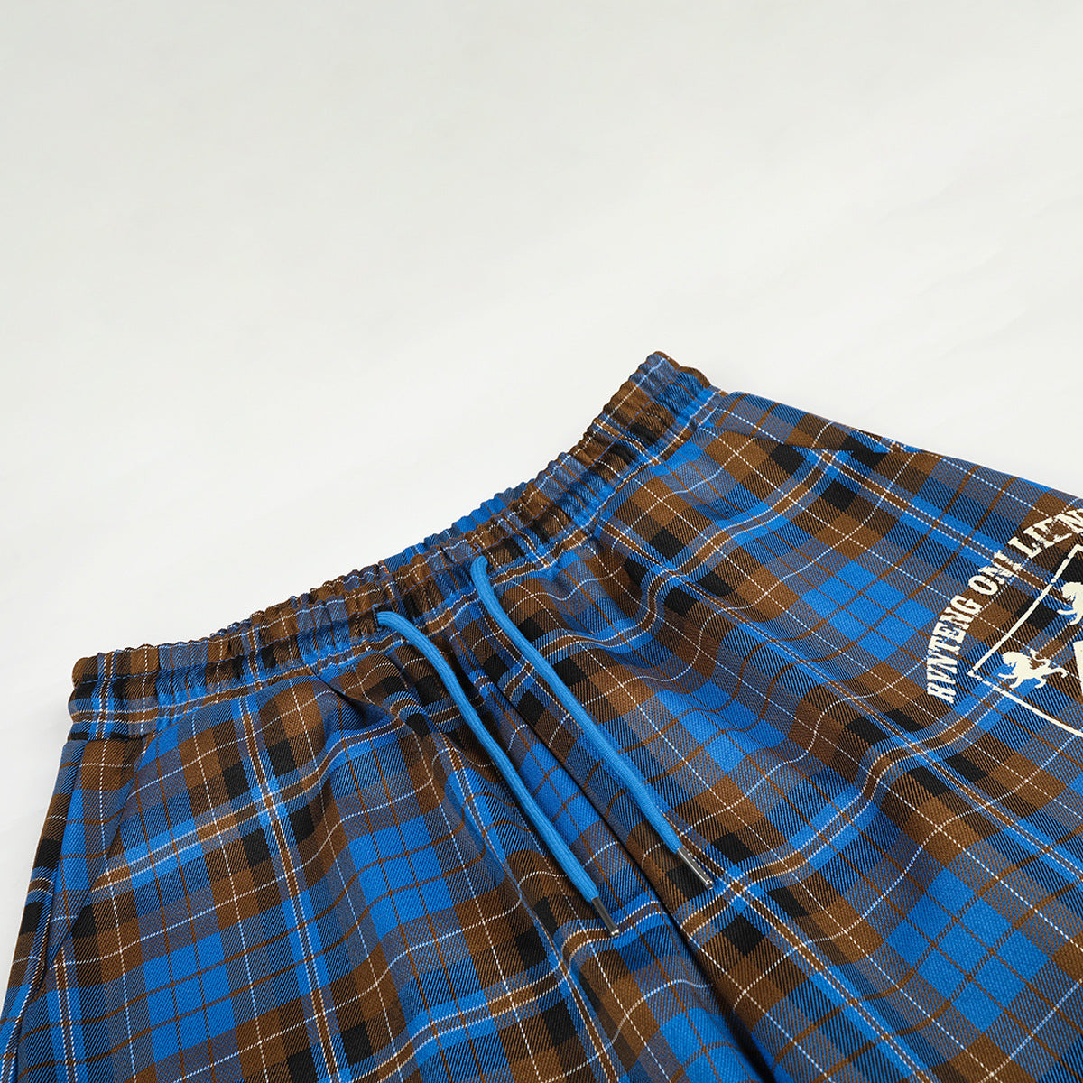 DAXUEN blue brown black plaid wide-leg pants
