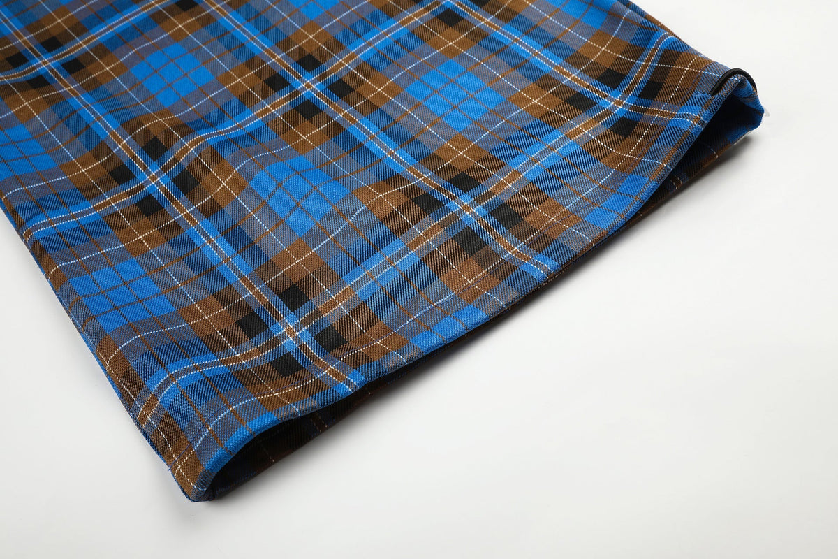 DAXUEN blue brown black plaid wide-leg pants