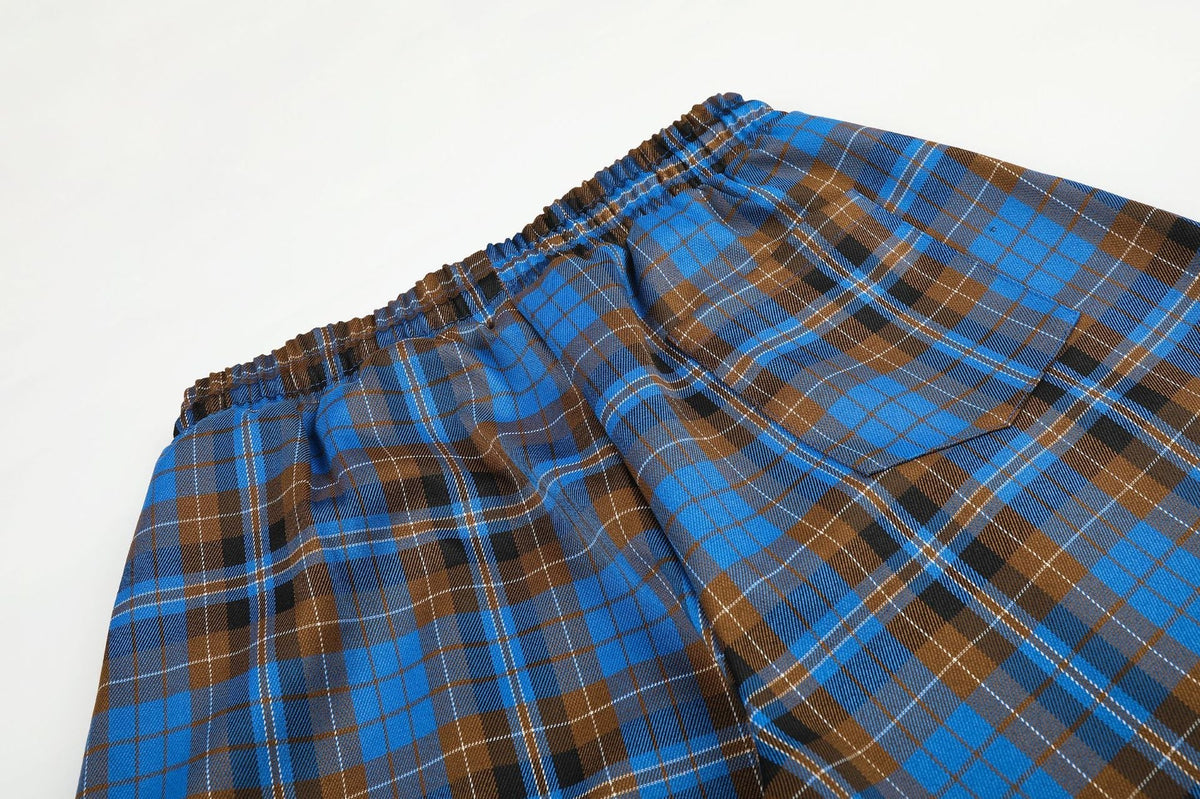 DAXUEN blue brown black plaid wide-leg pants