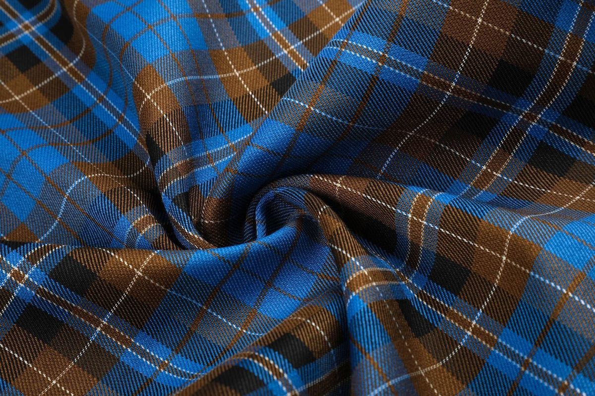 DAXUEN blue brown black plaid wide-leg pants