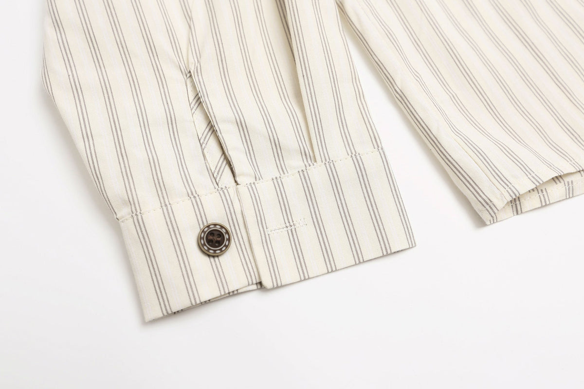 DAXUEN cream oversized plaid tie long-sleeve shirt