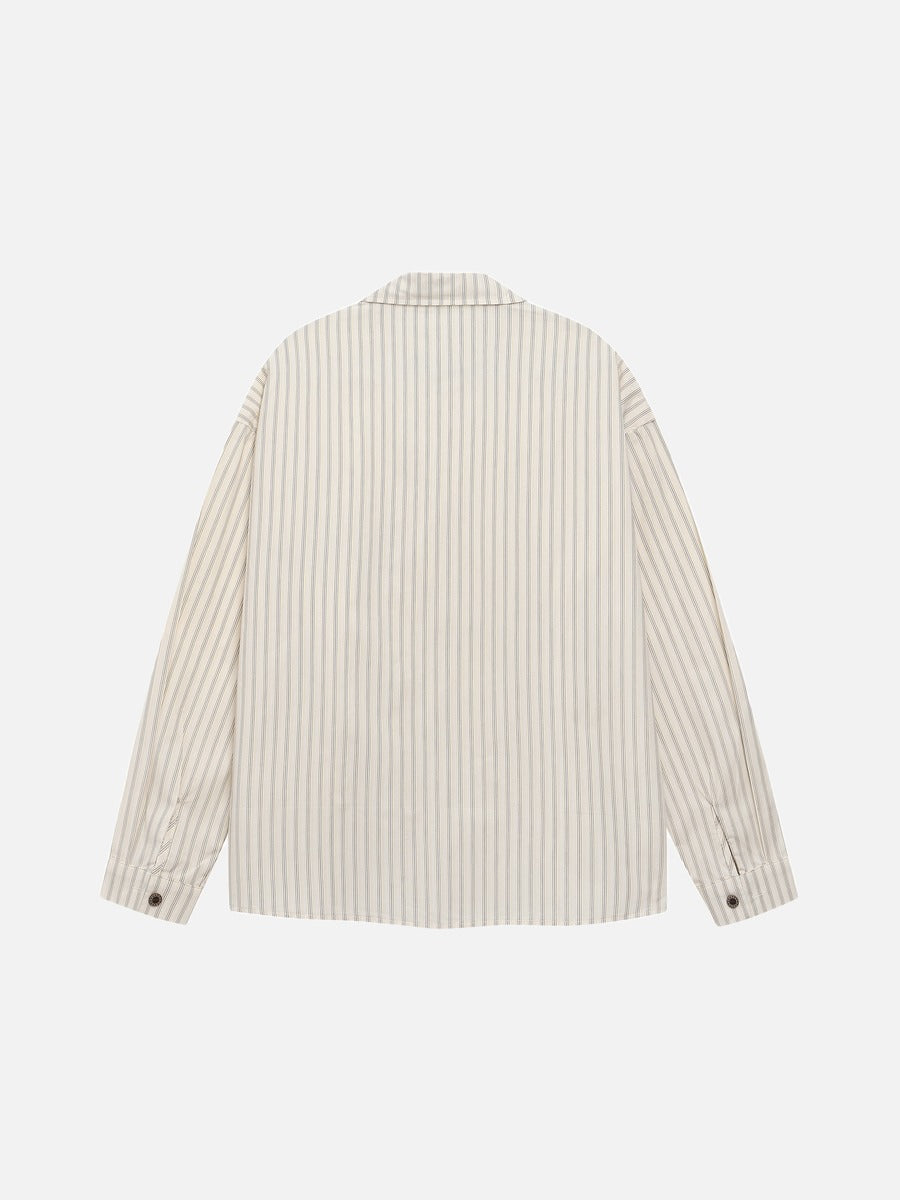 DAXUEN cream oversized plaid tie long-sleeve shirt
