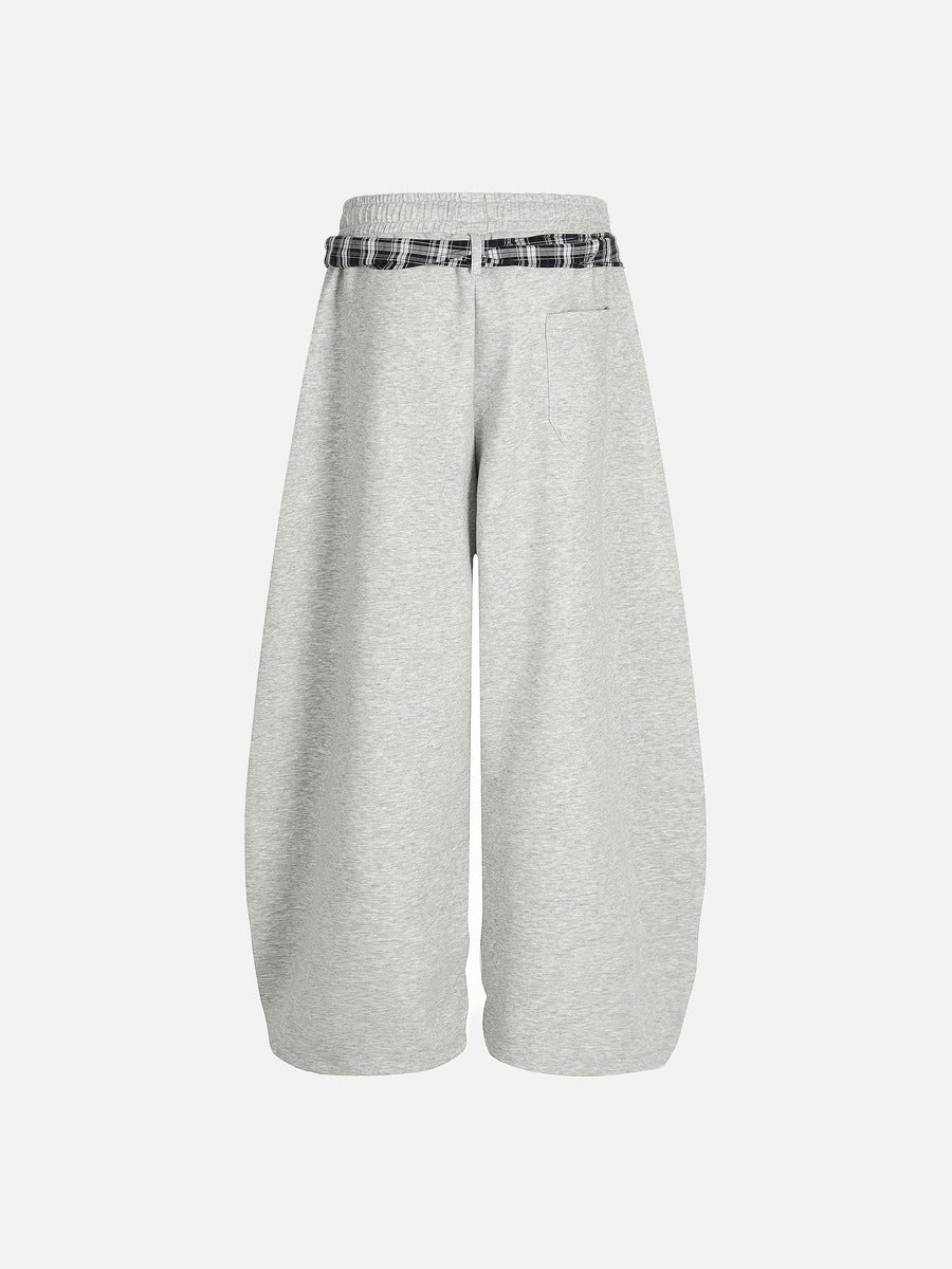 DAXUEN light grey marl plaid-wrapped wide-leg sweatpants