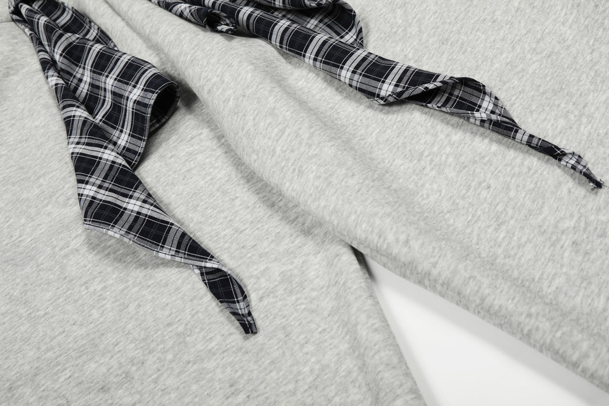 DAXUEN light grey marl plaid-wrapped wide-leg sweatpants