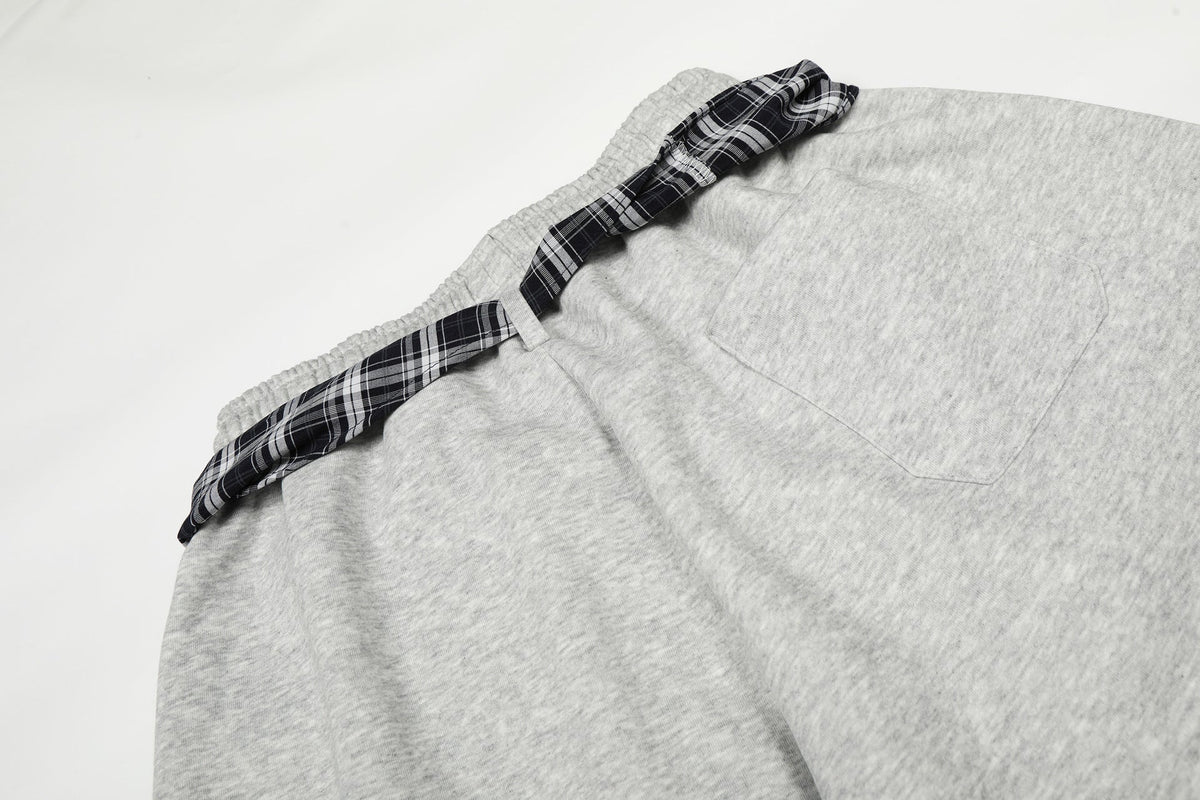 DAXUEN light grey marl plaid-wrapped wide-leg sweatpants
