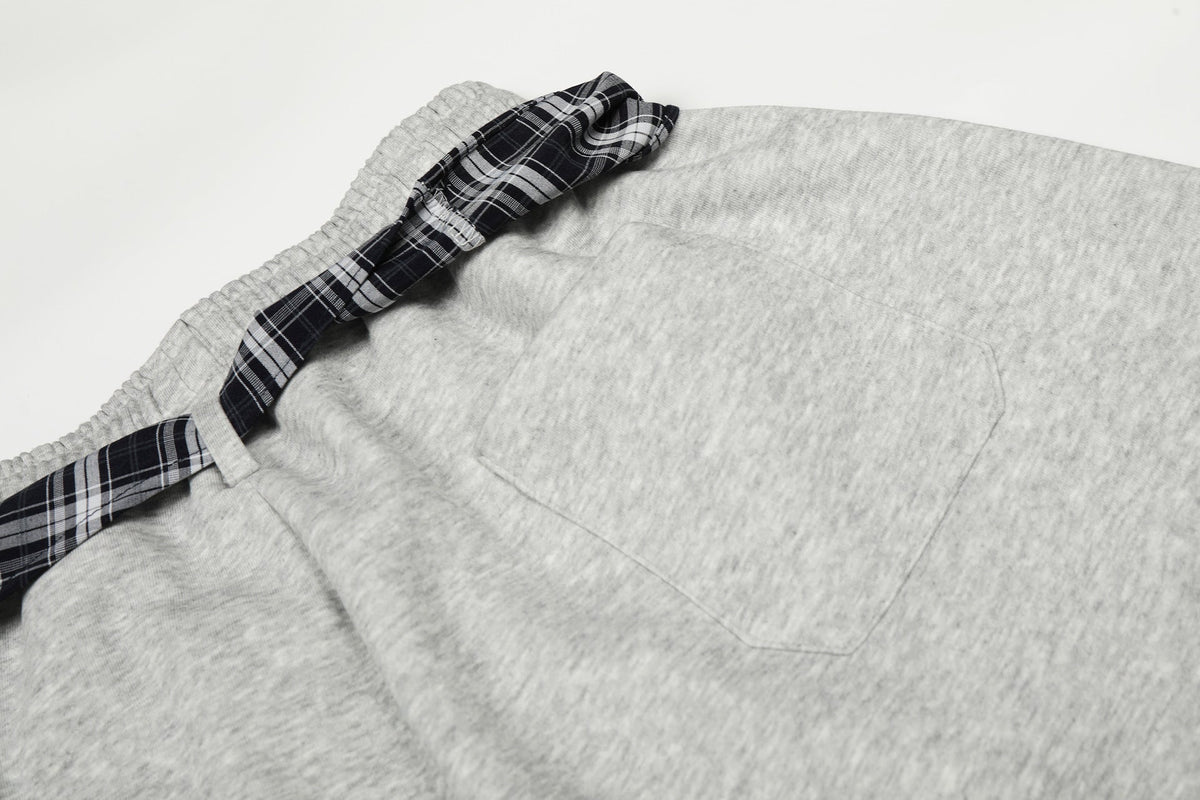 DAXUEN light grey marl plaid-wrapped wide-leg sweatpants