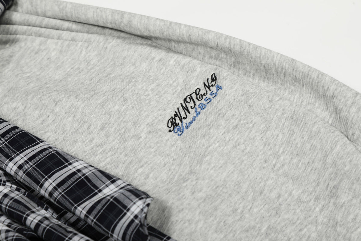 DAXUEN light grey marl plaid-wrapped wide-leg sweatpants