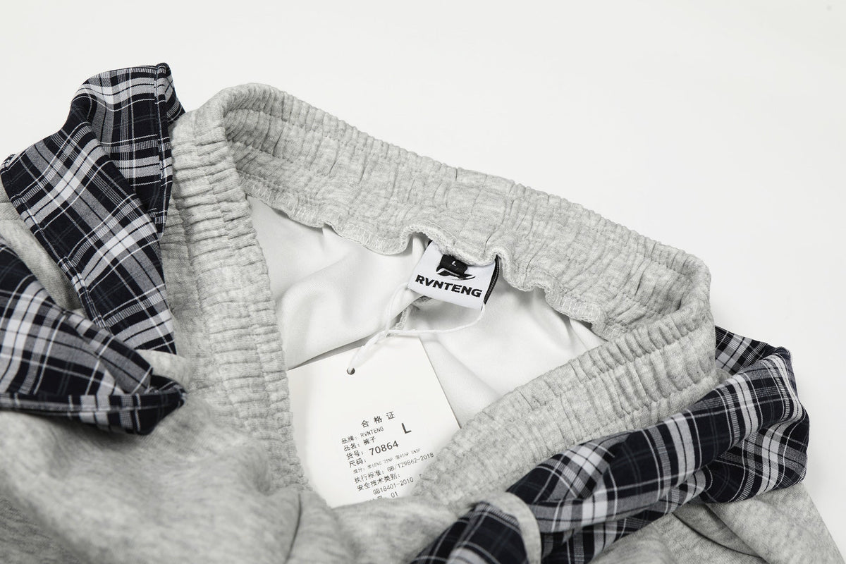 DAXUEN light grey marl plaid-wrapped wide-leg sweatpants