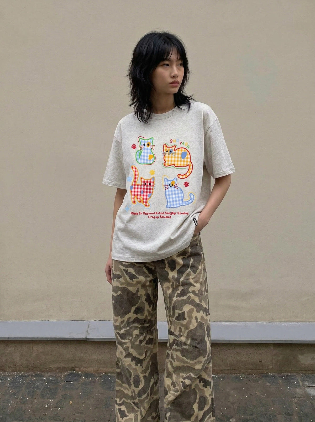 Playful Cat Graphic T-Shirt