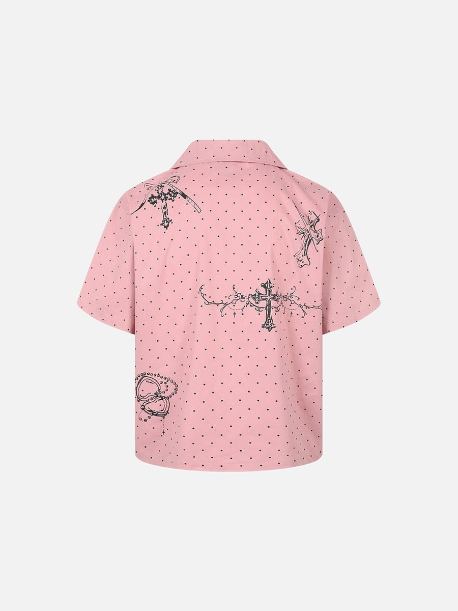Chemise décontractée à pois croisés