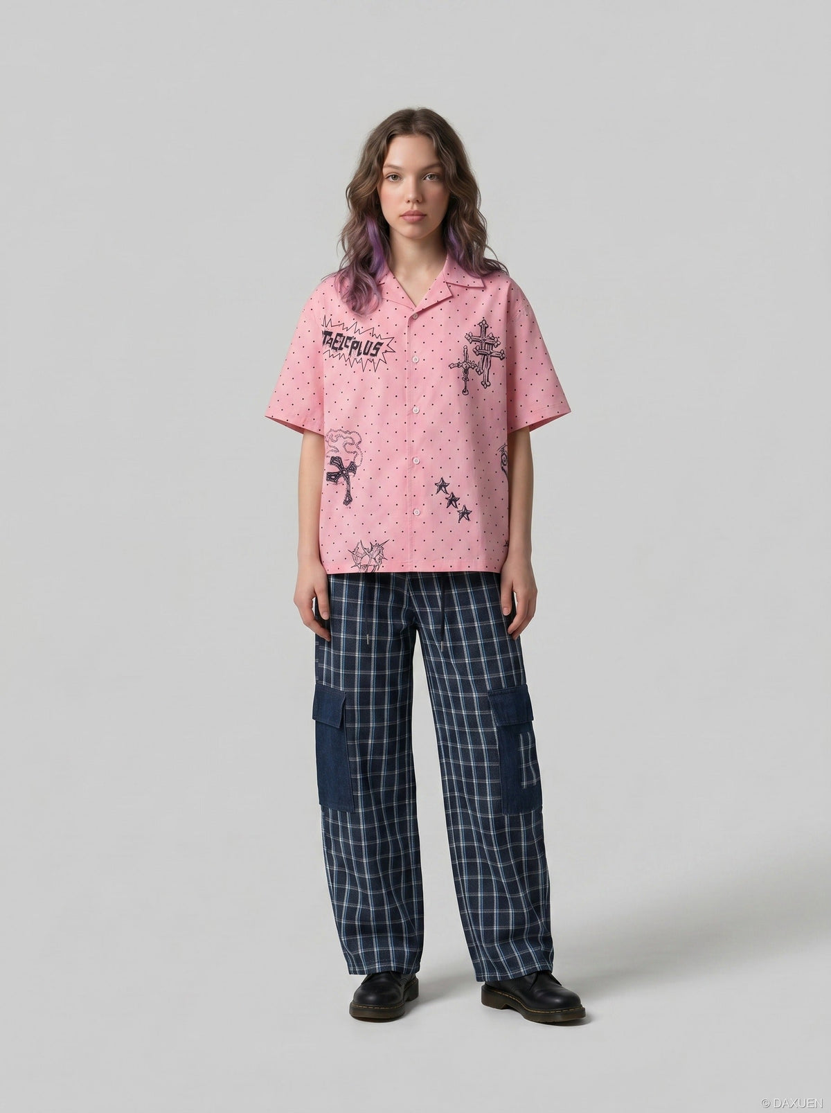 Chemise décontractée à pois croisés