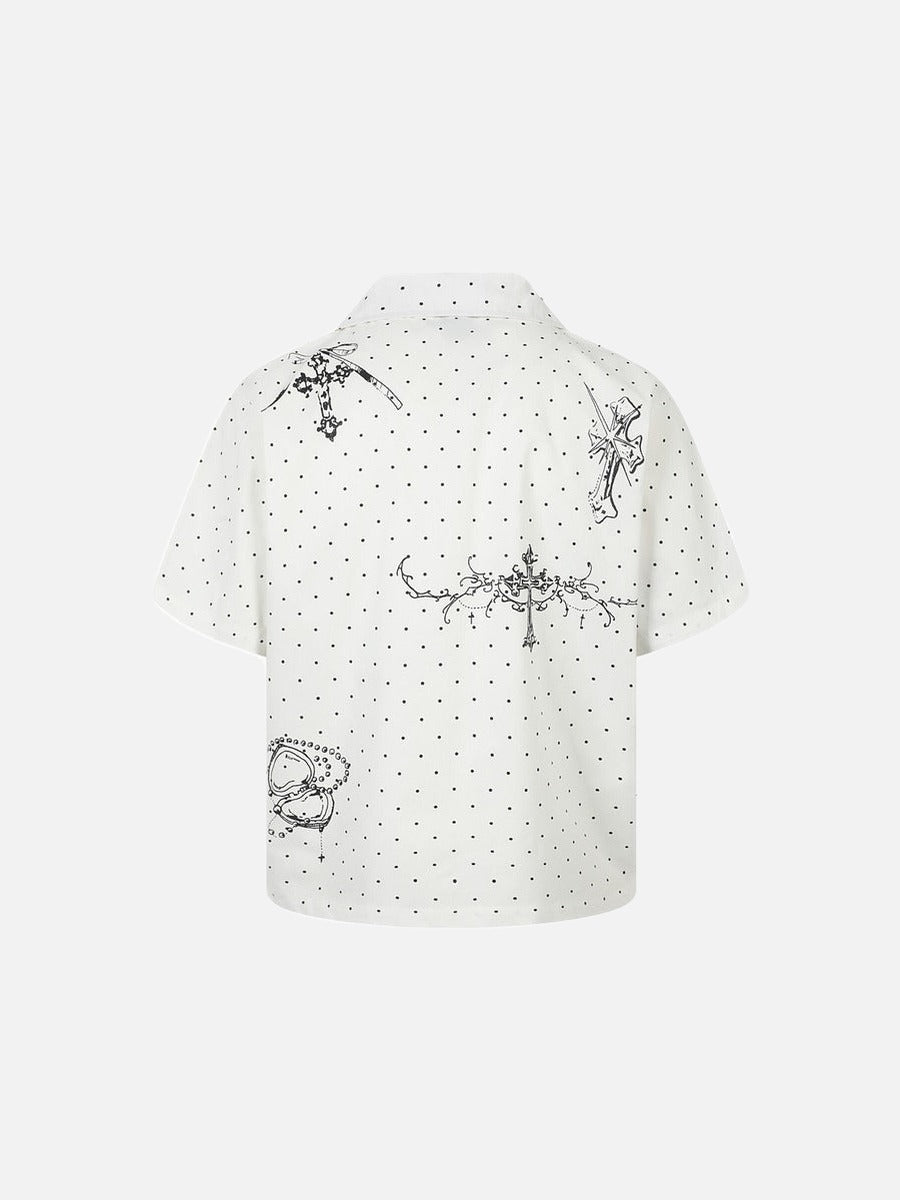 Chemise décontractée à pois croisés