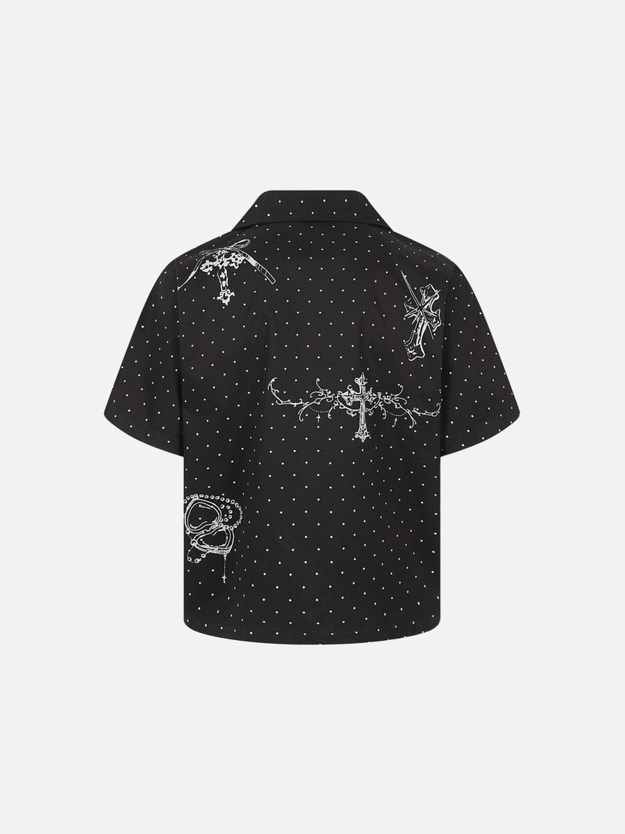 Chemise décontractée à pois croisés