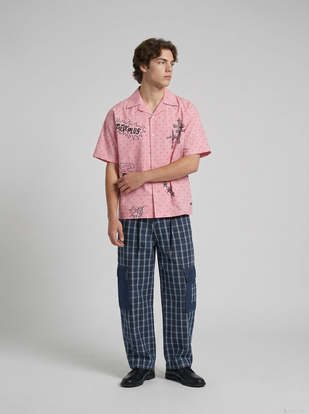 Chemise décontractée à pois croisés