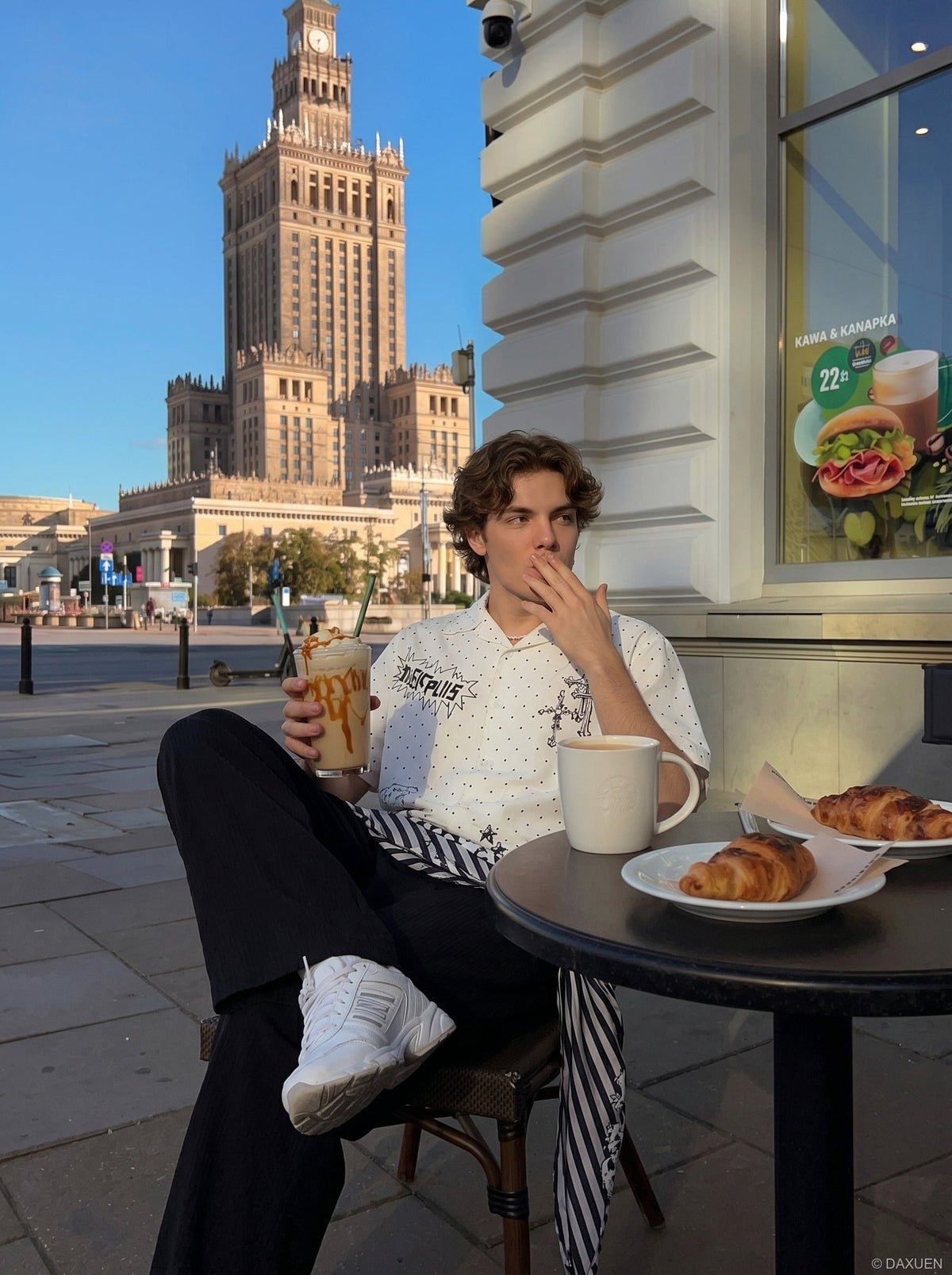 Chemise décontractée à pois croisés