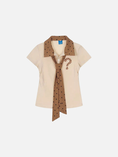 Polka Dot Question Mark Polo Shirt - Apricot Color / S