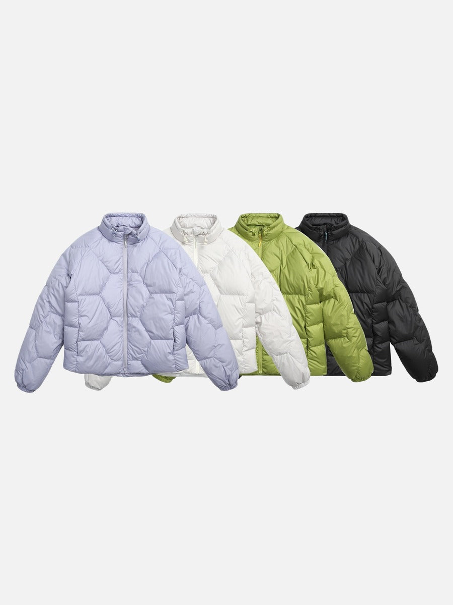 Purple Quilted Stand-Collar Puffer Jacket