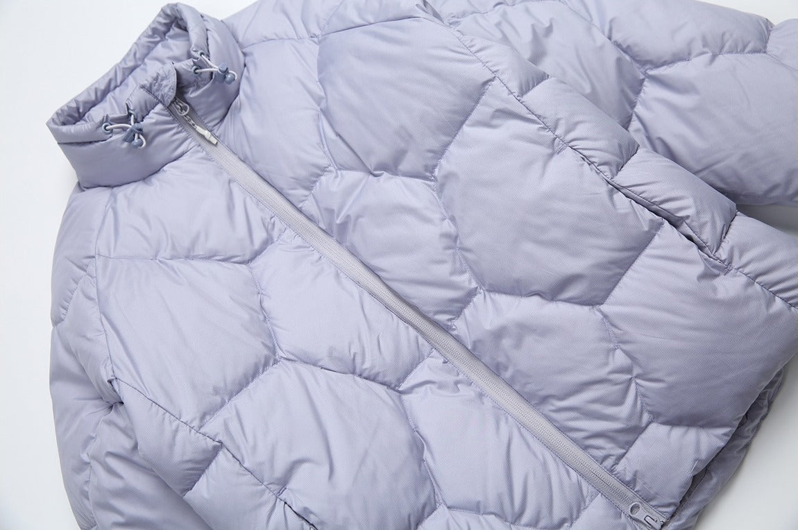 Purple Quilted Stand-Collar Puffer Jacket