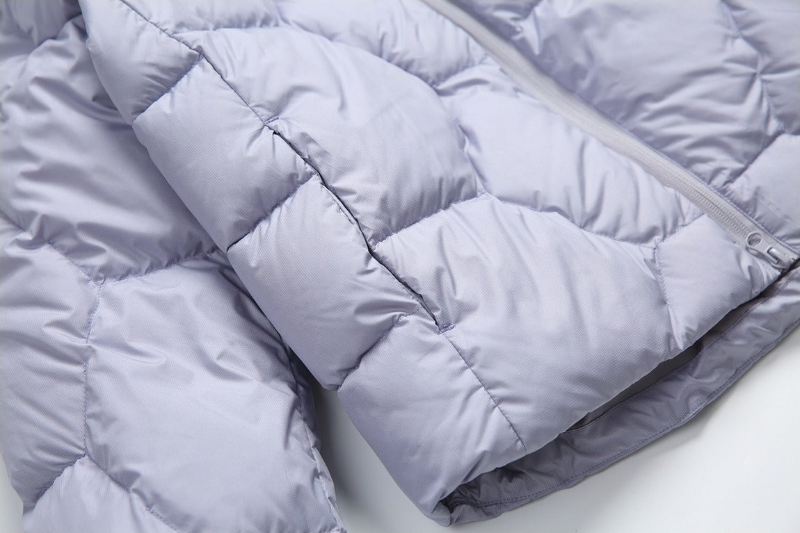 Purple Quilted Stand-Collar Puffer Jacket