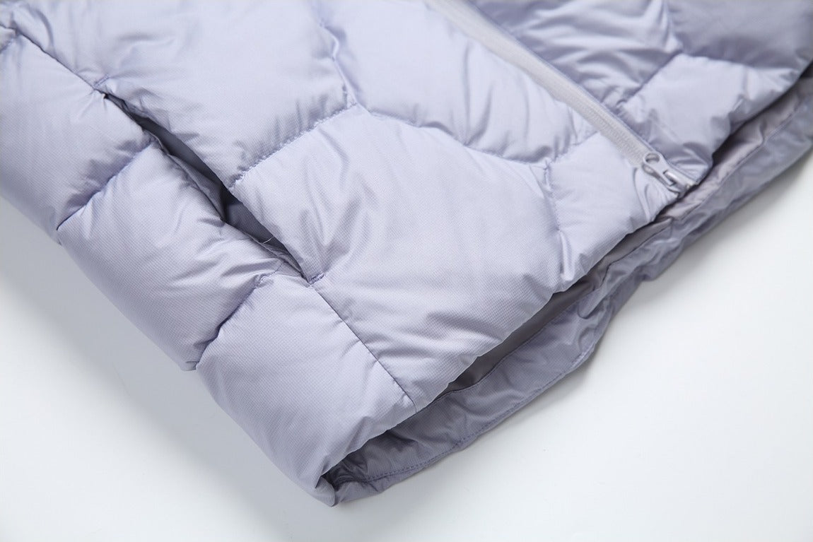 Purple Quilted Stand-Collar Puffer Jacket
