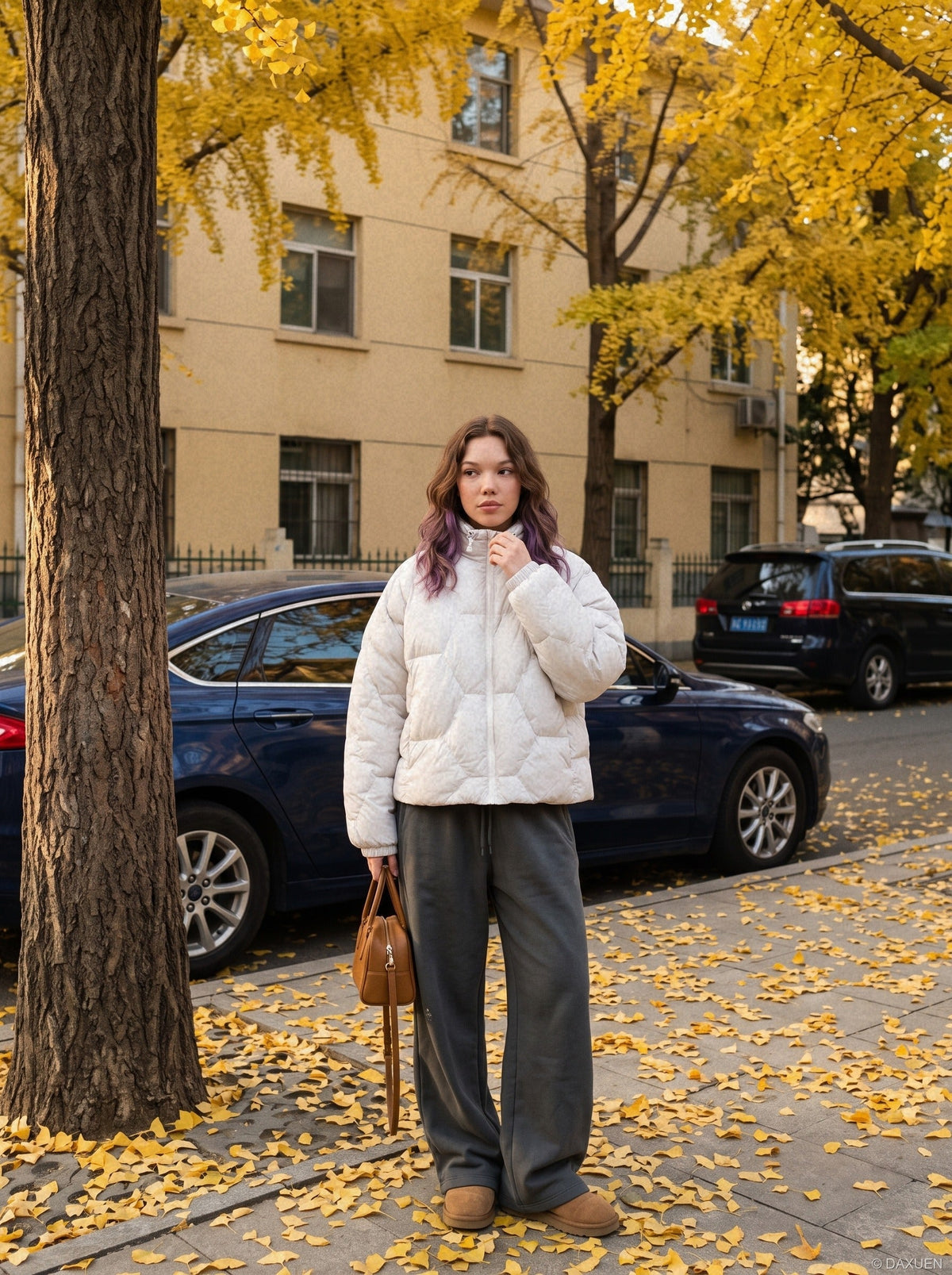 Purple Quilted Stand-Collar Puffer Jacket