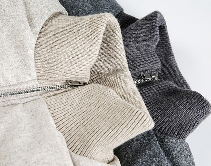 Quilted Beige and Charcoal Puffer Jacket