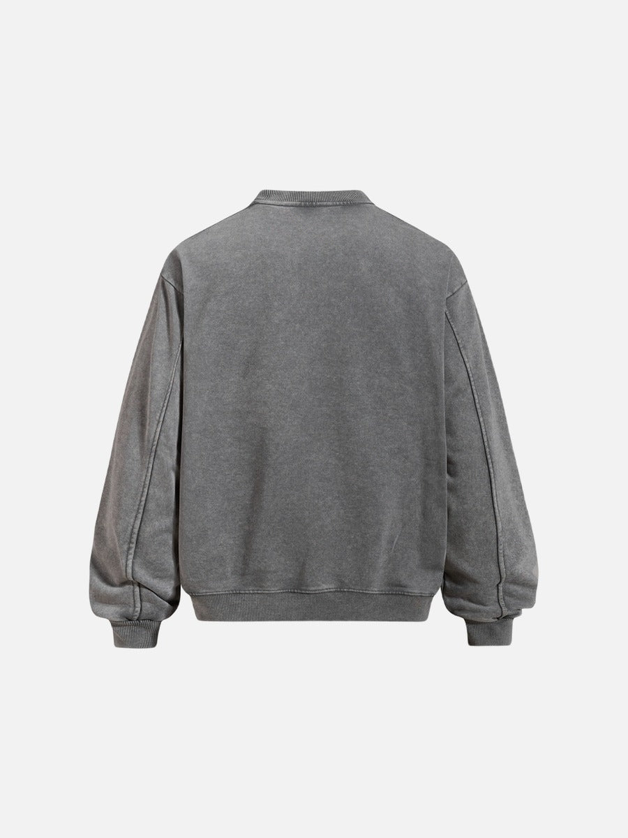 DAXUEN washed grey grid of stylized portraits sweatshirt