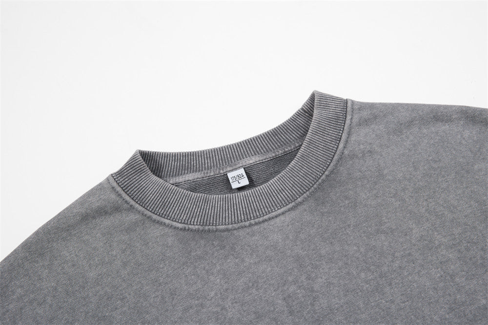 DAXUEN washed grey grid of stylized portraits sweatshirt